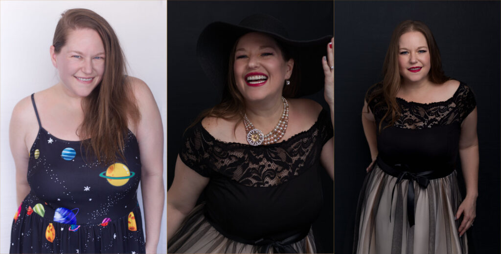 plus size woman's transformation during her birthday anniversary glamour photoshoot