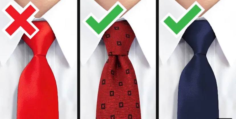 Ideas for corporate headshots attire. Three images showing a white shirt paired with a bright red tie, dark red tie, dark blue tie